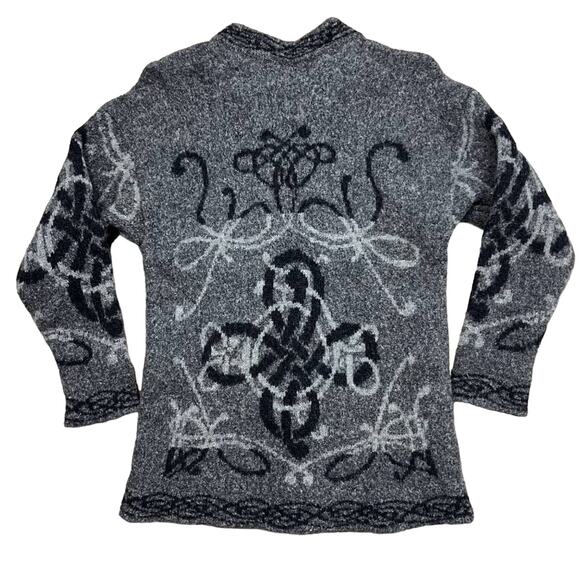 HARLEY OF SCOTLAND Womens Wool Blend Gray Black Button Cardigan Sweater - Picture 3 of 10